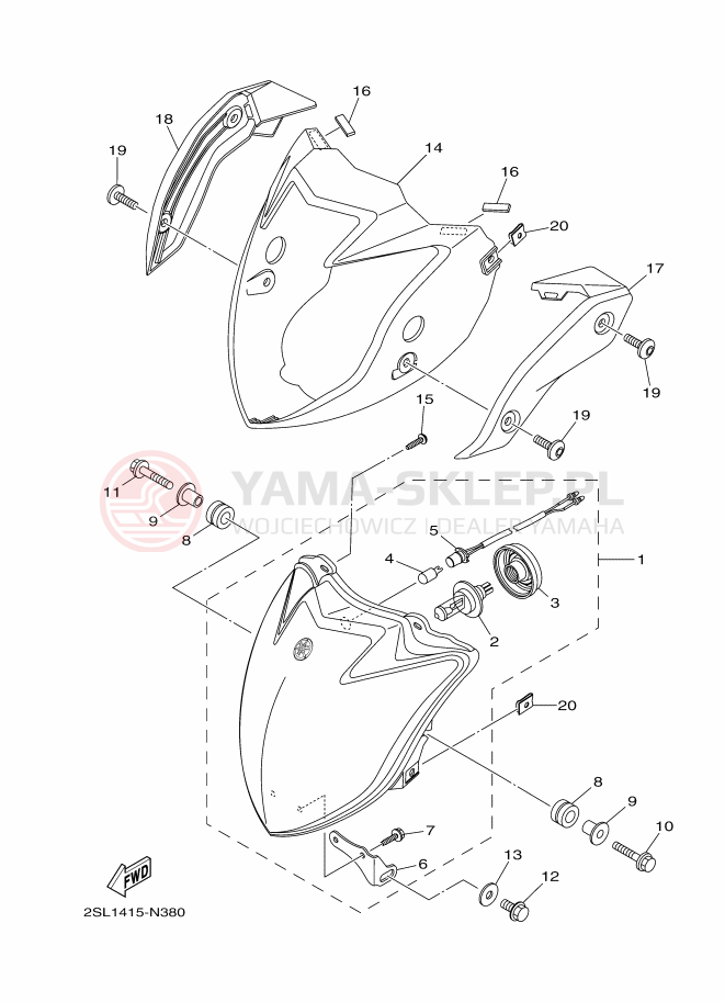 Schemat "Lampa przód" do Yamaha YS250