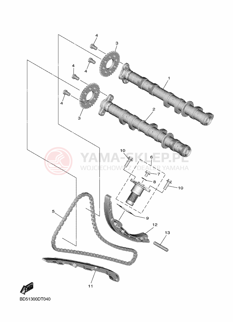 Schemat "Wałek rozrządu" do Yamaha NIKEN