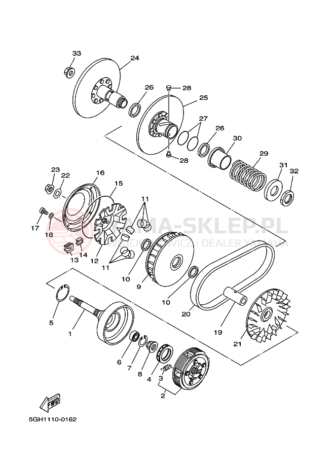 Schemat "sprzęgło" do Yamaha KODIAK 2WD