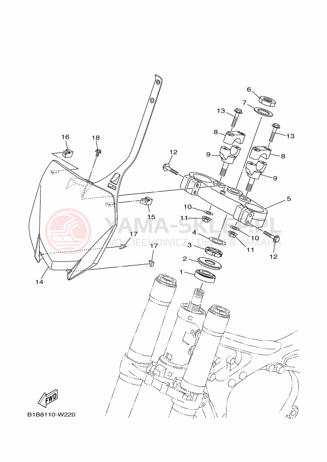 Schemat "Półki zawieszenia" do Yamaha YZ125