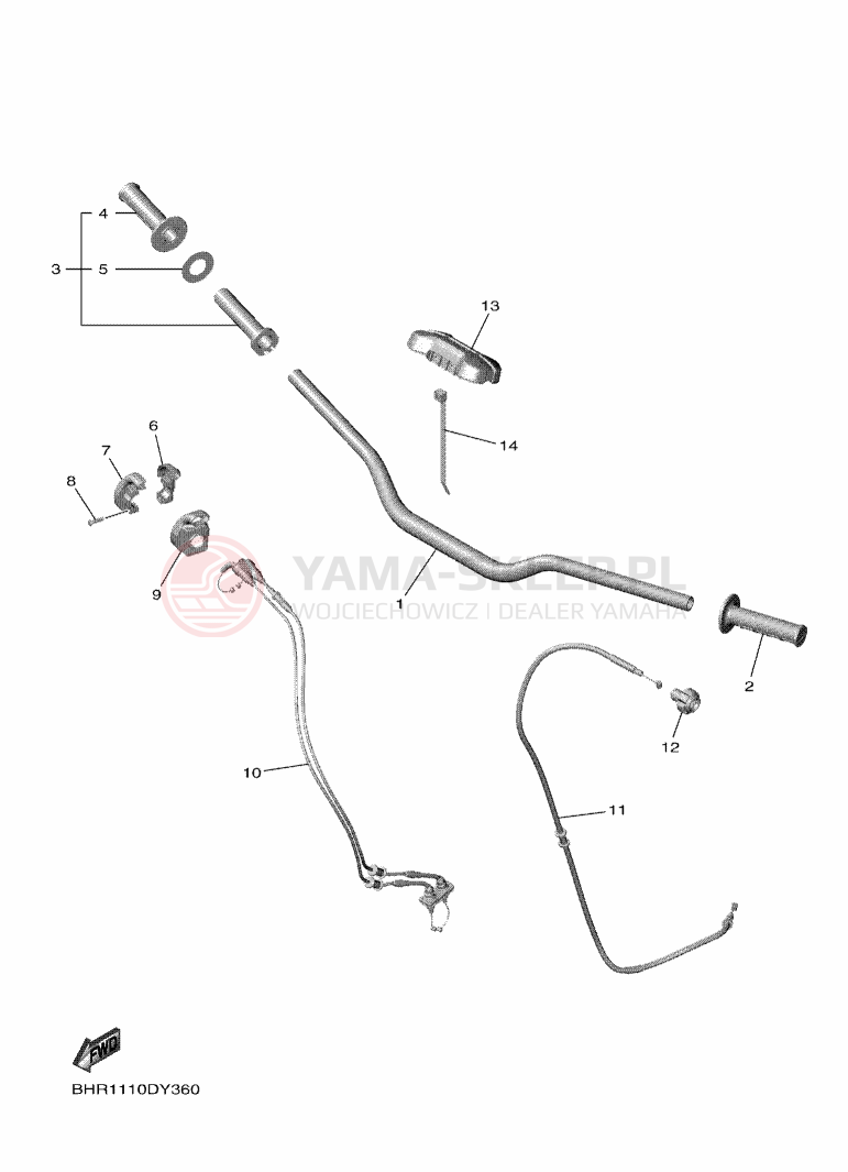 Schemat "Kierownica i osprzęt" do Yamaha WR450F