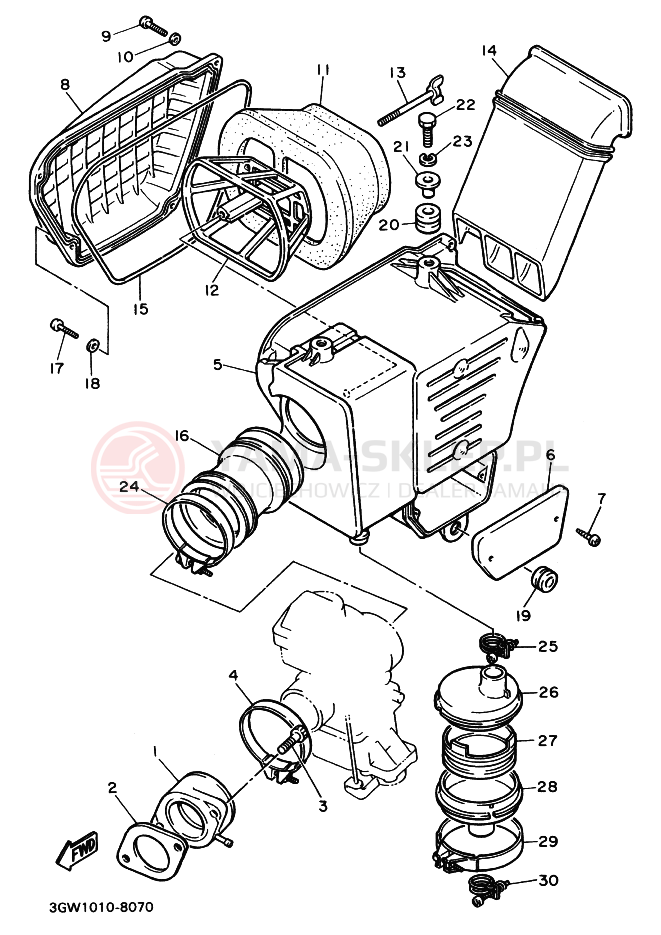 Schemat "Wtrysk paliwa" do Yamaha SR500