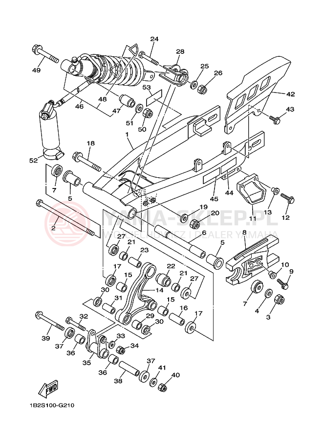 Schemat "wahacz, zawieszenie tył" do Yamaha TT-R125LWE