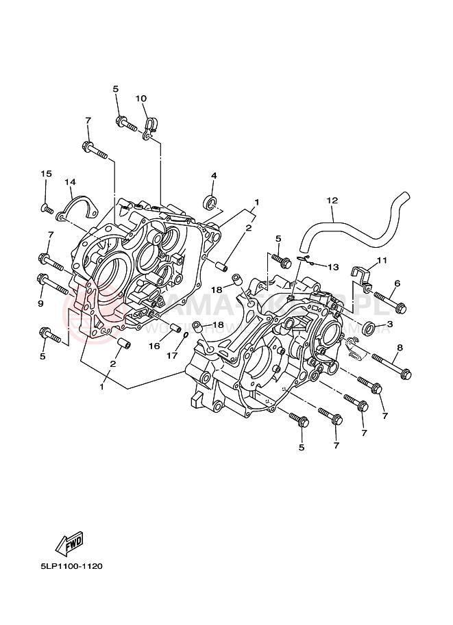 Schemat "Obudowa silnika" do Yamaha YFM660RR