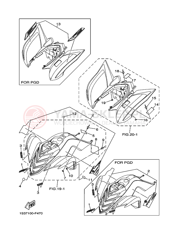 Schemat "naklejki" do Yamaha YFM700R