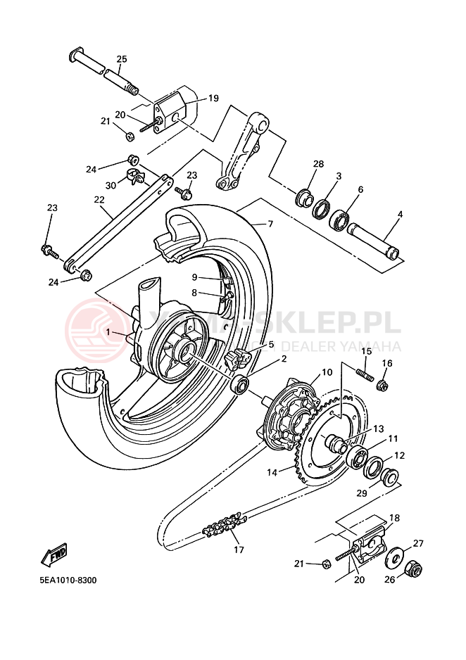 Schemat "Koło tył" do Yamaha XJR1300SP