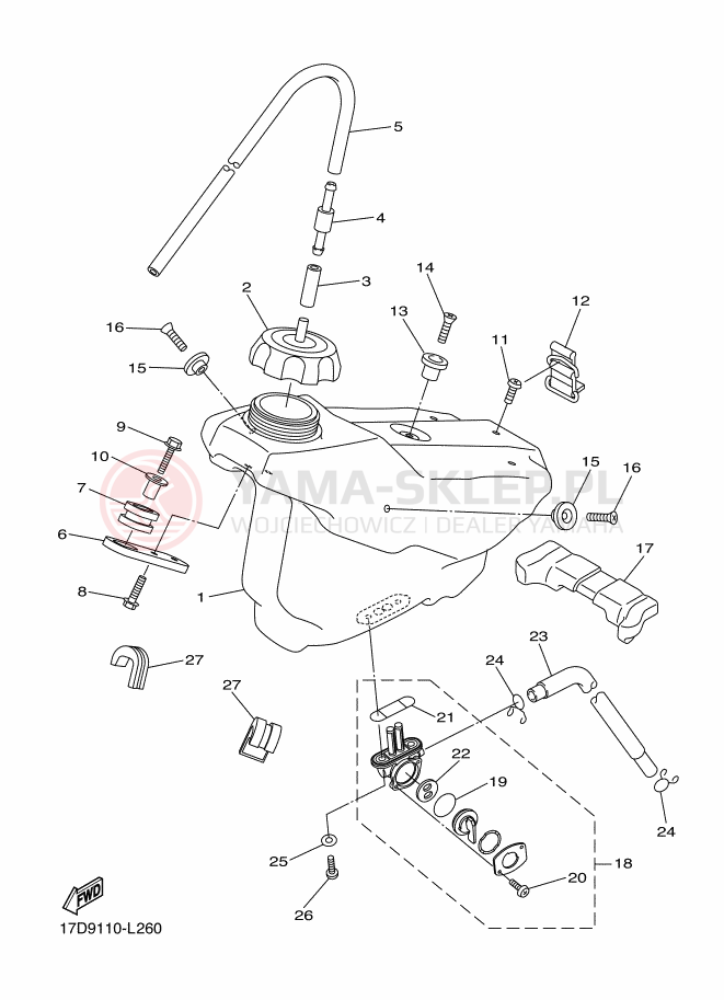 Schemat "zbiornik paliwa" do Yamaha YZ250F