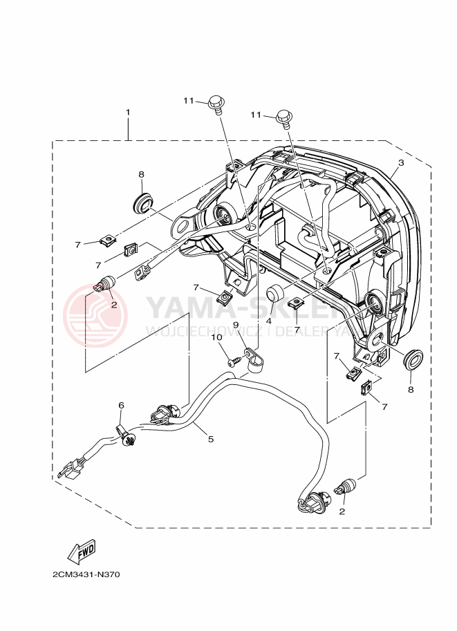 Schemat "Oświetlenie tył" do Yamaha TRICITY 125
