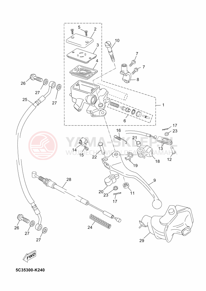 Schemat "Pompa hamulcowa przednia" do Yamaha NEOS 4