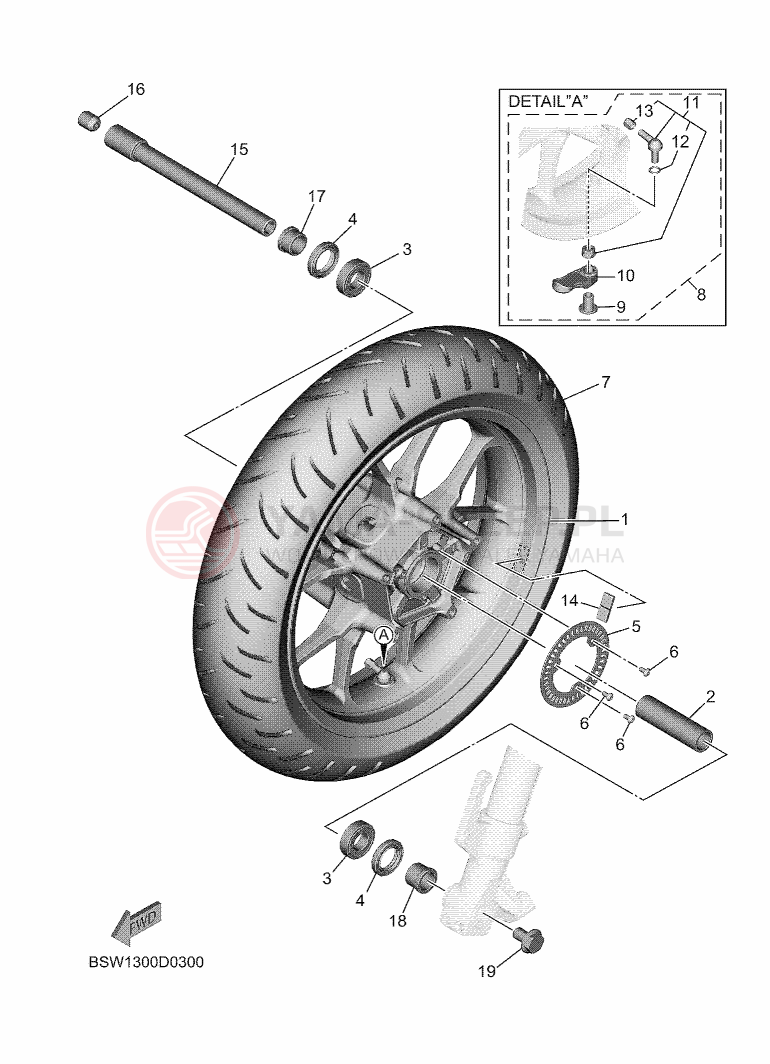 Schemat "Koło przód" do Yamaha TMAX TECH MAX