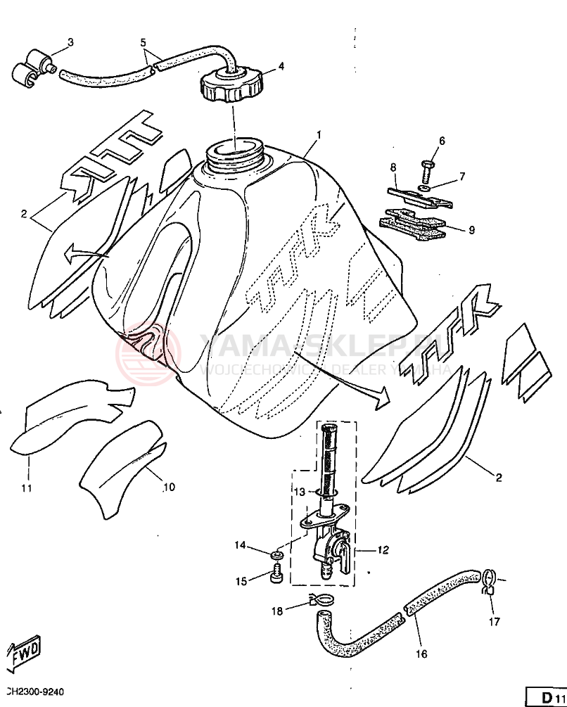 Schemat "zbiornik paliwa" do Yamaha TT600R