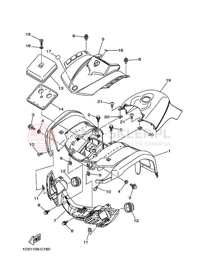 Schemat "Przedni błotnik" do Yamaha GRIZZLY