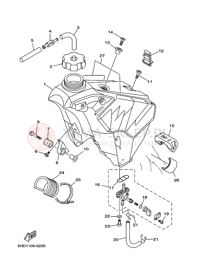 Schemat "zbiornik paliwa" do Yamaha YZ250