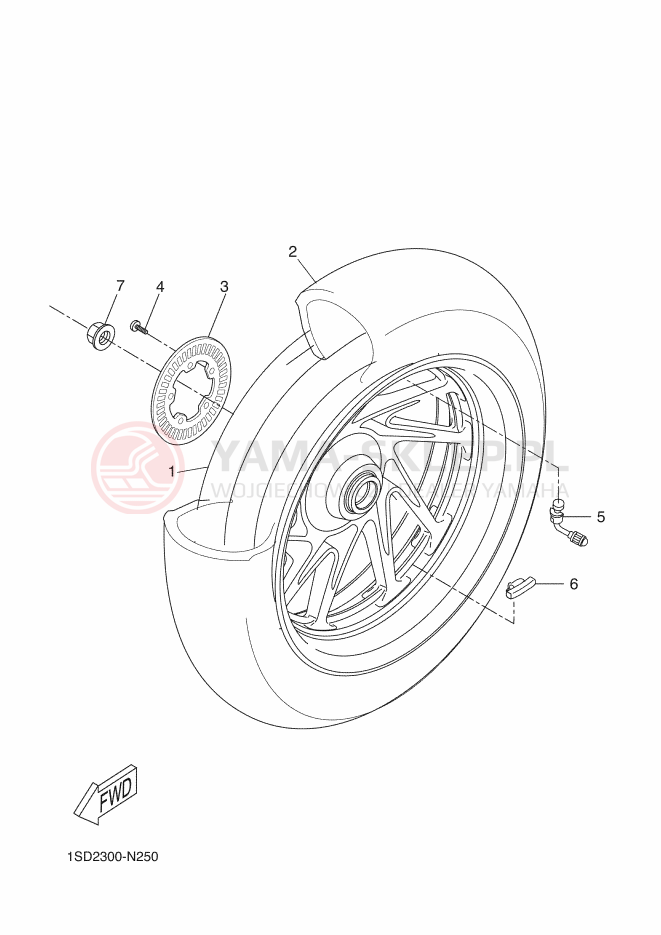 Schemat "Koło tył" do Yamaha X-MAX 400 ABS