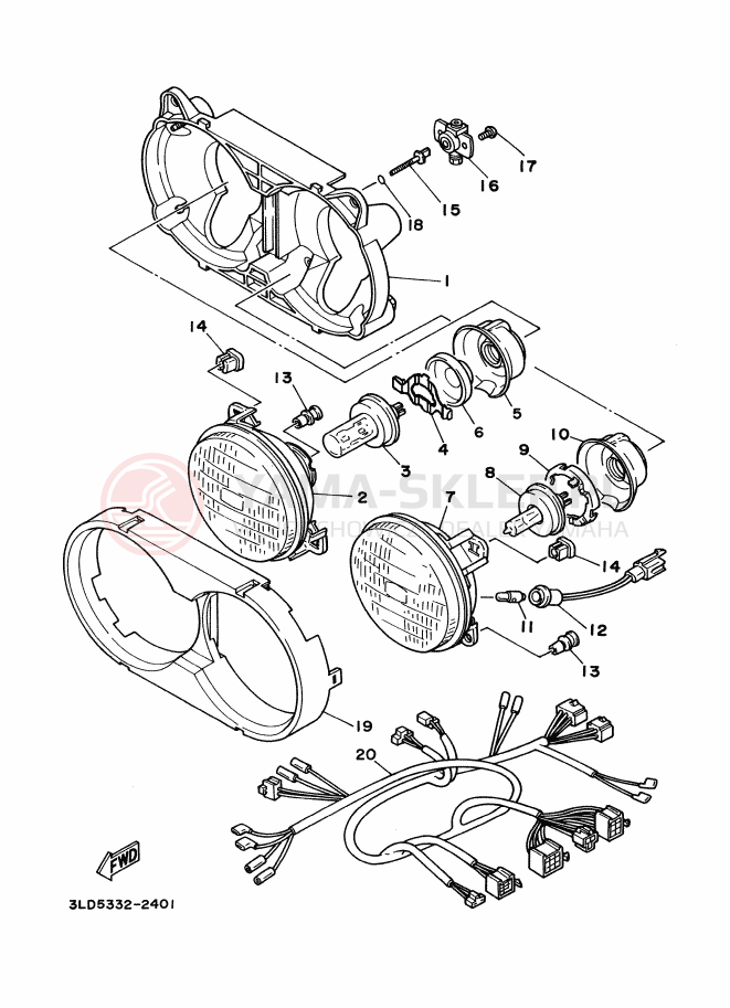 Schemat "Lampa przód" do Yamaha XTZ750 SUPERTENERE