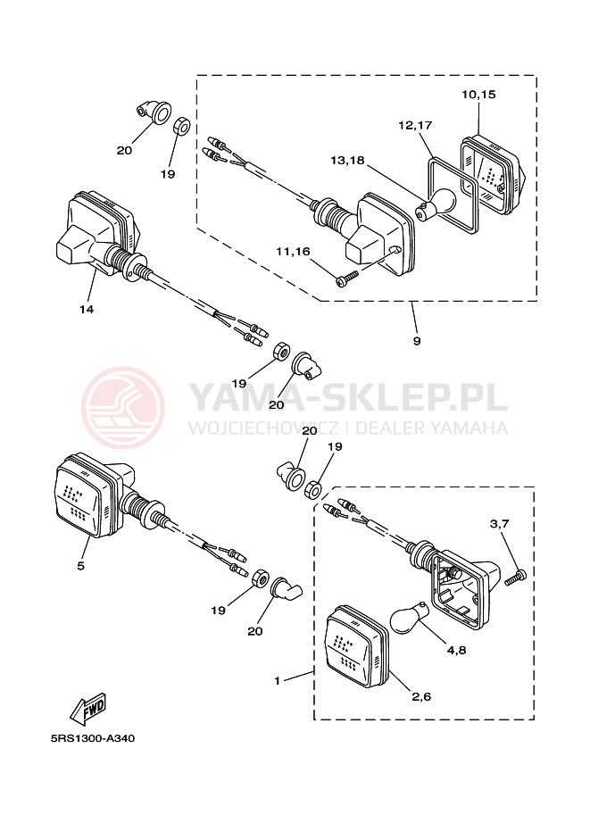 Schemat "kierunkowskazy" do Yamaha TW125