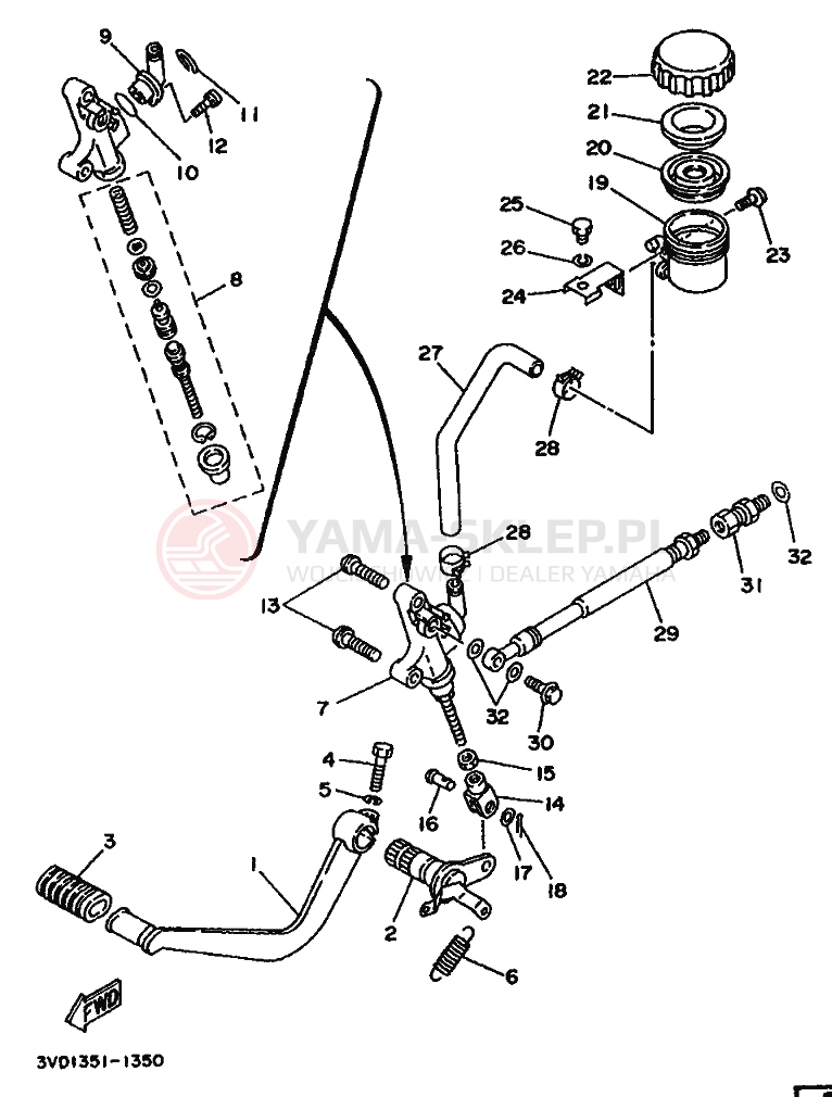Schemat "Pompa hamulcowa tył" do Yamaha TDM850