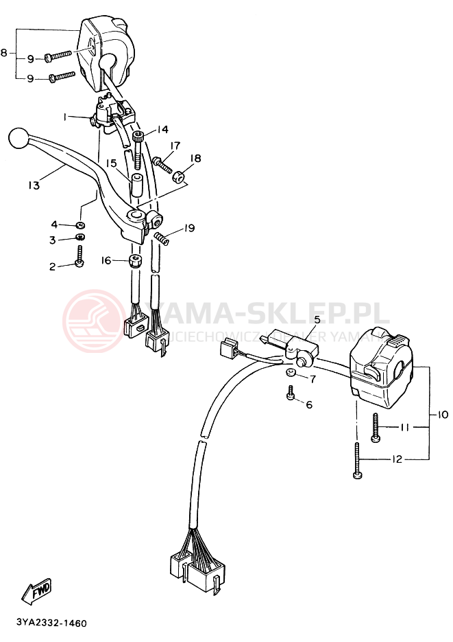 Schemat "Kierownica i osprzęt" do Yamaha FJ1200A