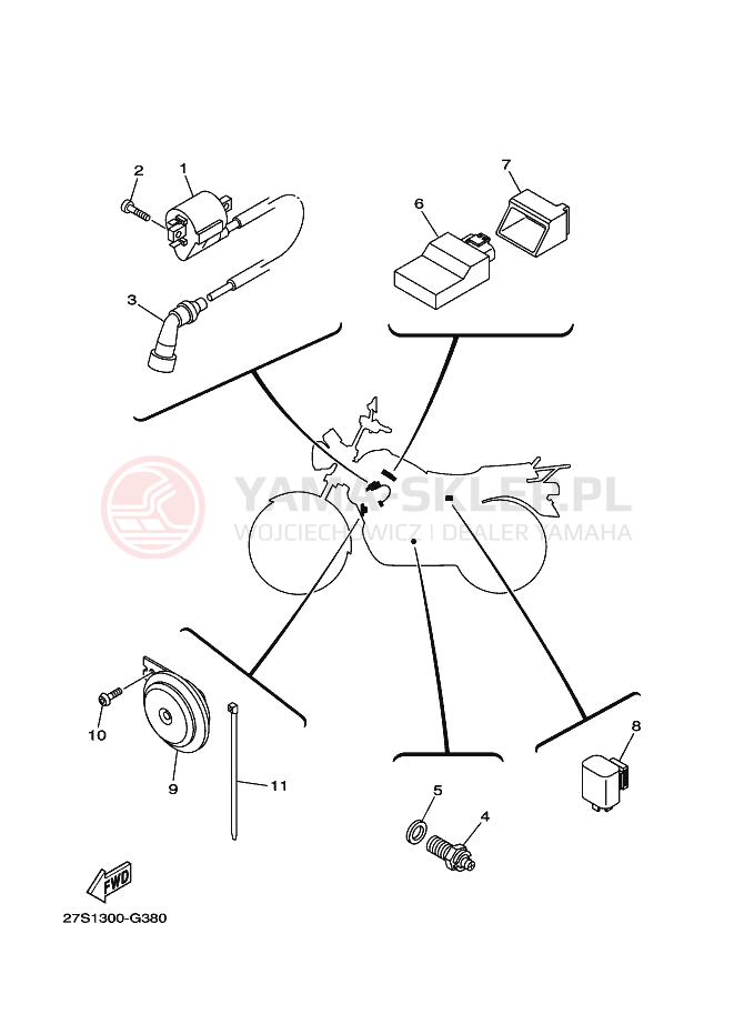 Schemat "układ elektryczny" do Yamaha YBR125