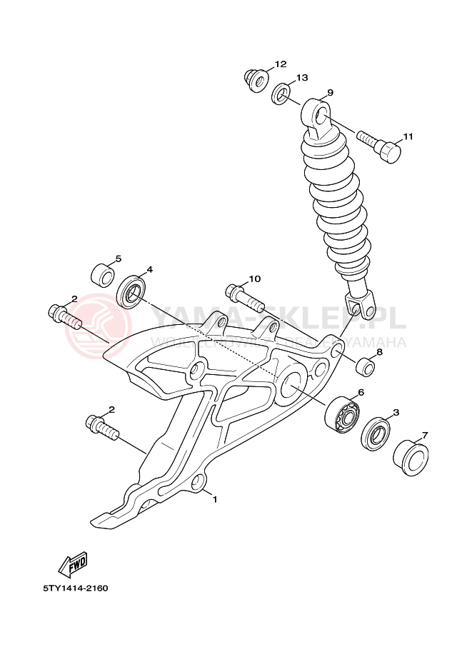 Schemat "wahacz, zawieszenie tył" do Yamaha CYGNUS