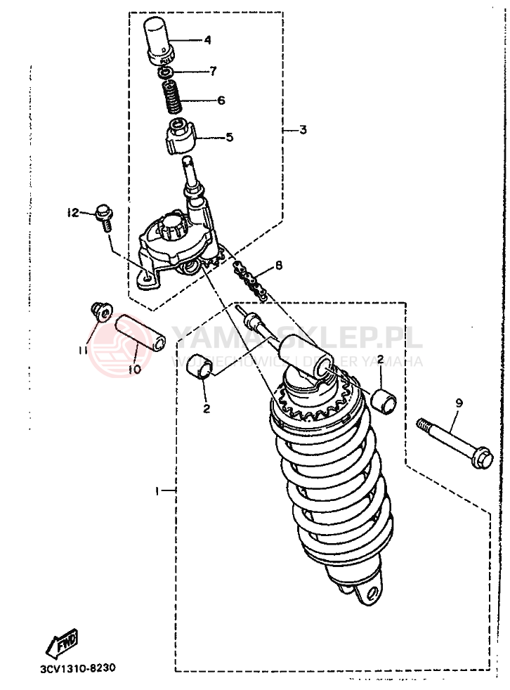Schemat "wahacz, zawieszenie tył" do Yamaha FJ1200