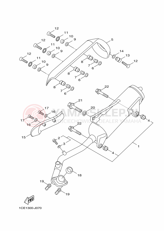 Schemat "Wydech końcowy" do Yamaha BWS 125