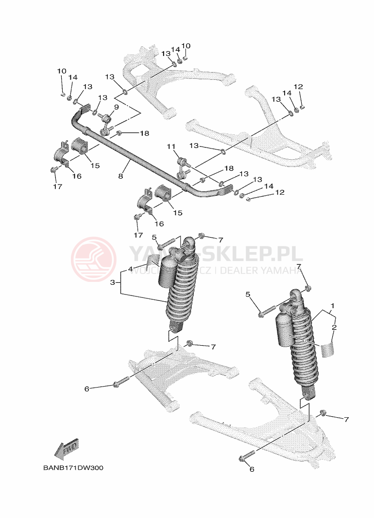 Schemat "zawieszenie tył" do Yamaha WOLVERINE X2 EPS R-SPEC