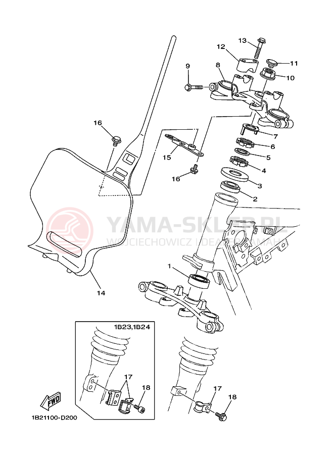 Schemat "Półki zawieszenia" do Yamaha TT-R125LW