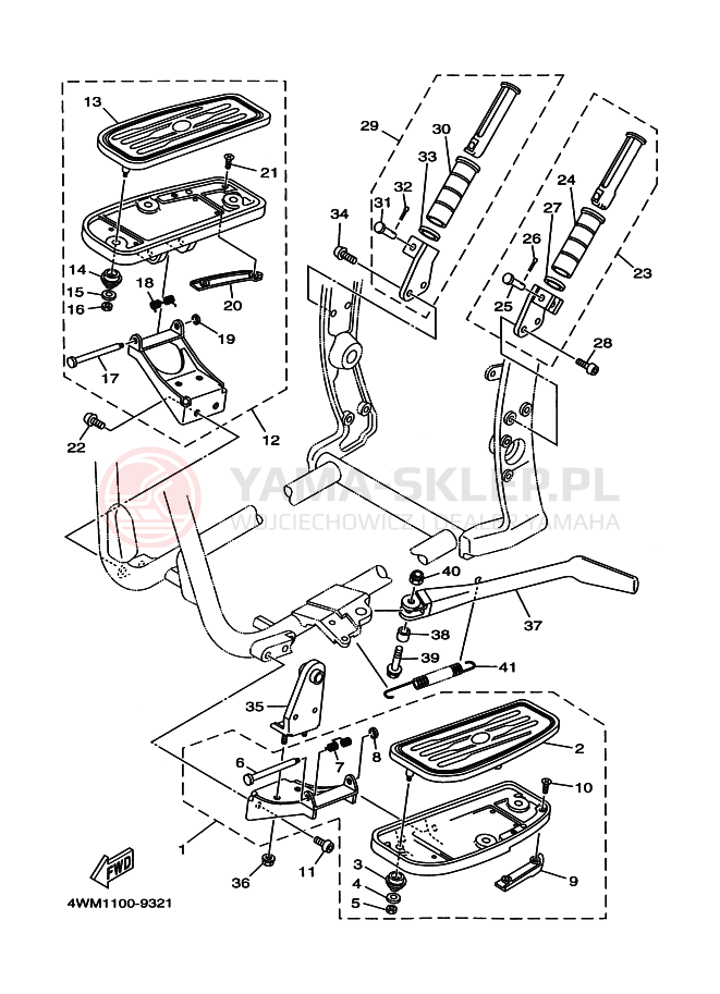 Schemat "Stopka postojowa i podnóżki" do Yamaha XV1600 XV1600A