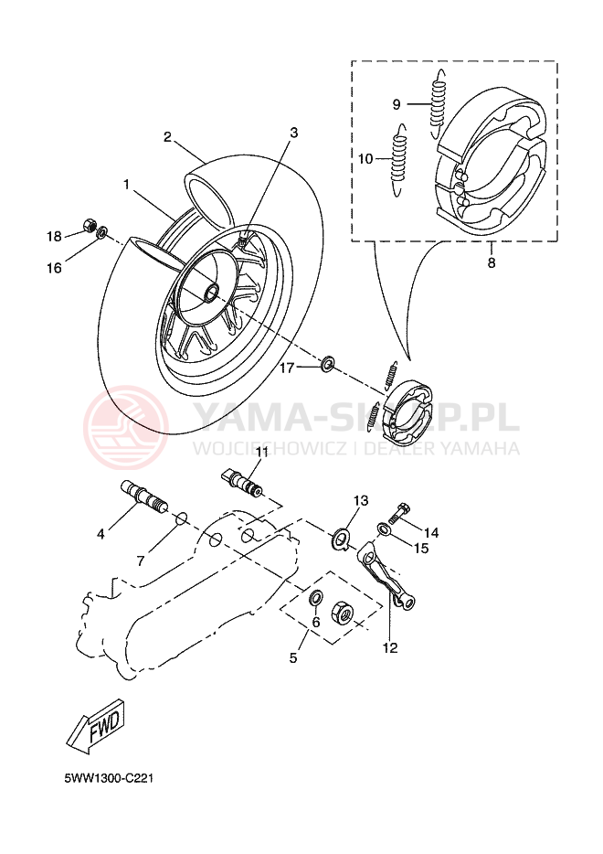 Schemat "Koło tył" do Yamaha BWS