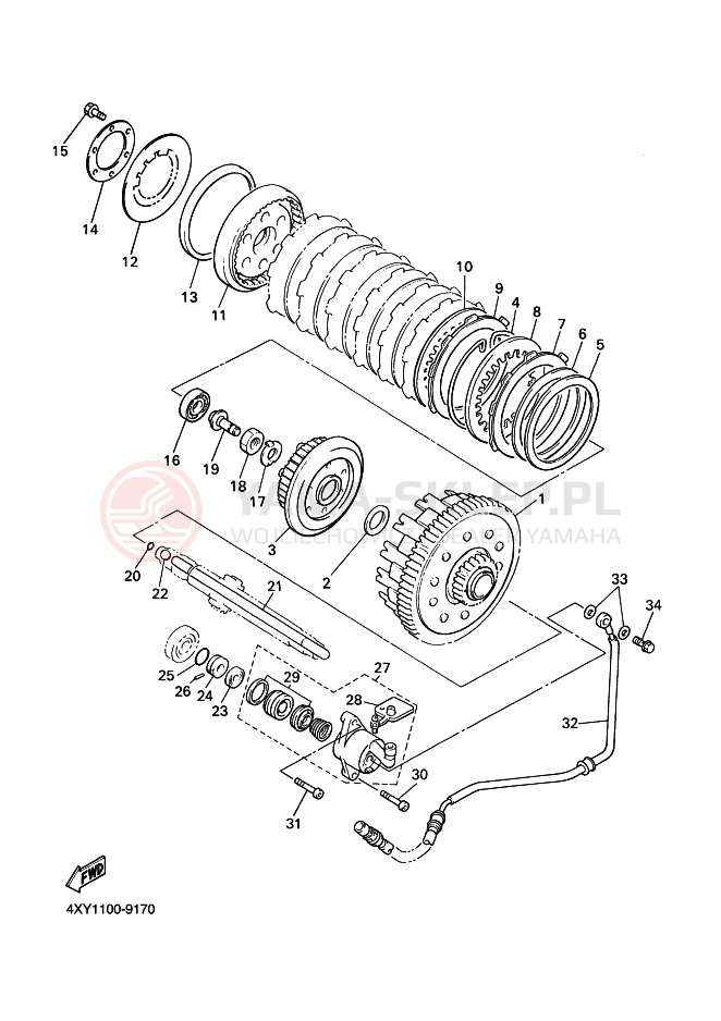 Schemat "sprzęgło" do Yamaha XVZ13TF ROYALSTAR VENTURE