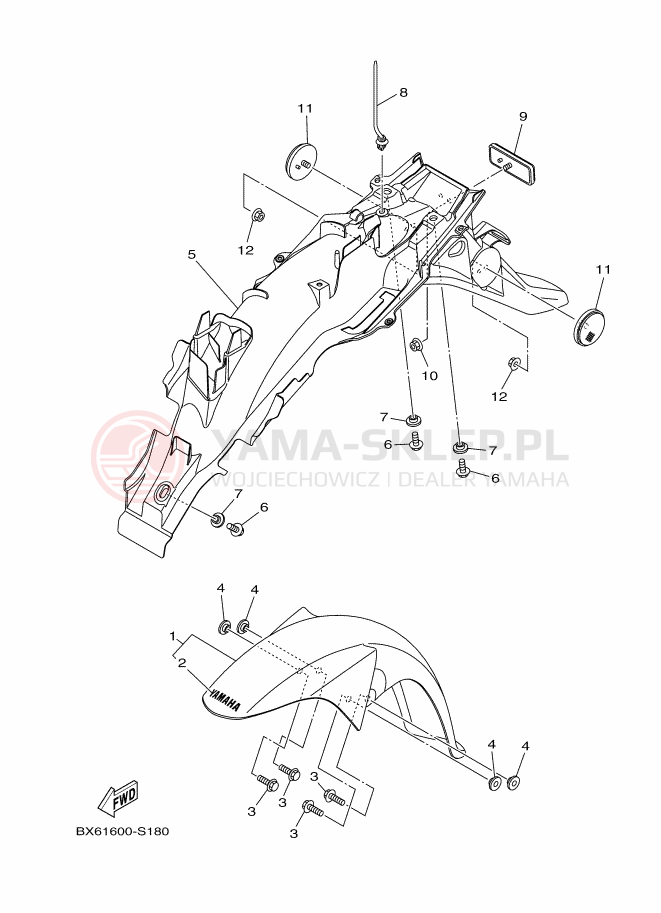 Schemat "błotnik" do Yamaha YC110D-4