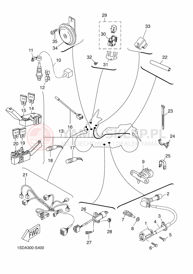 Schemat "układ elektryczny" do Yamaha X-MAX 400 ABS