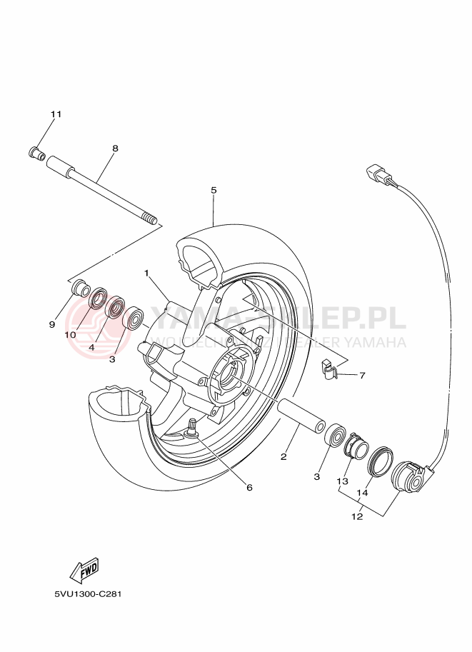 Schemat "Koło przód" do Yamaha TMAX