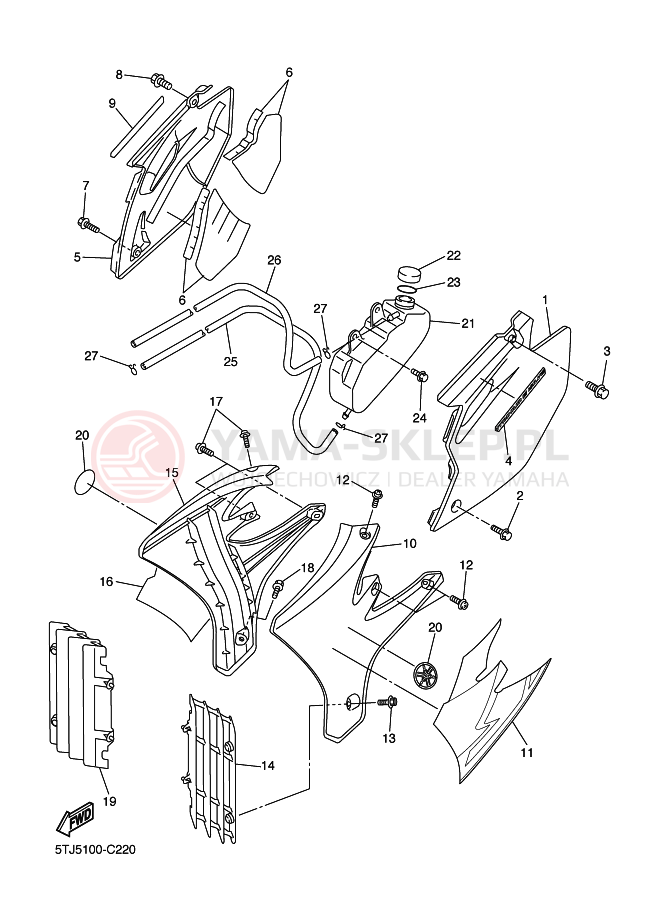 Schemat "Pokrywa boczna" do Yamaha WR450F