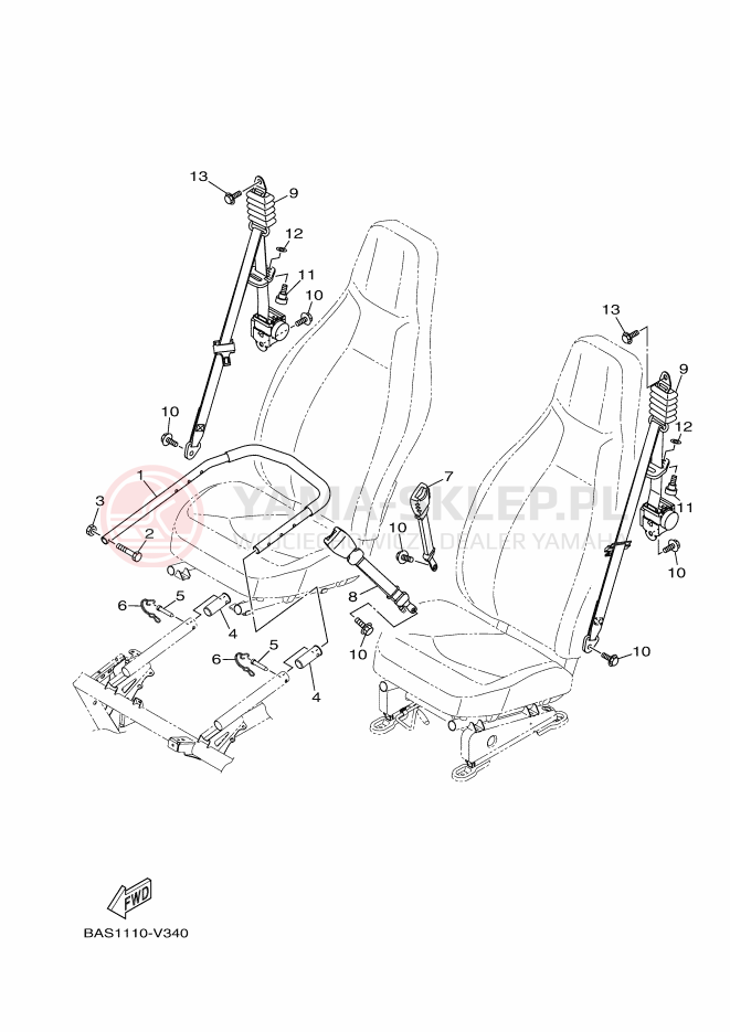 Schemat "siedzenie" do Yamaha YXZ1000R