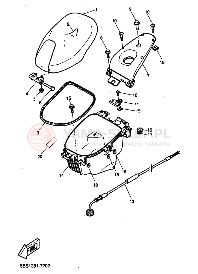 Schemat "Siedzenie - stelaż" do Yamaha YQ50L