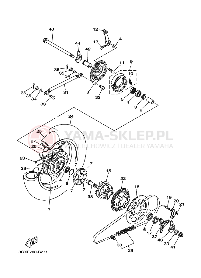 Schemat "Koło tył" do Yamaha AG200F