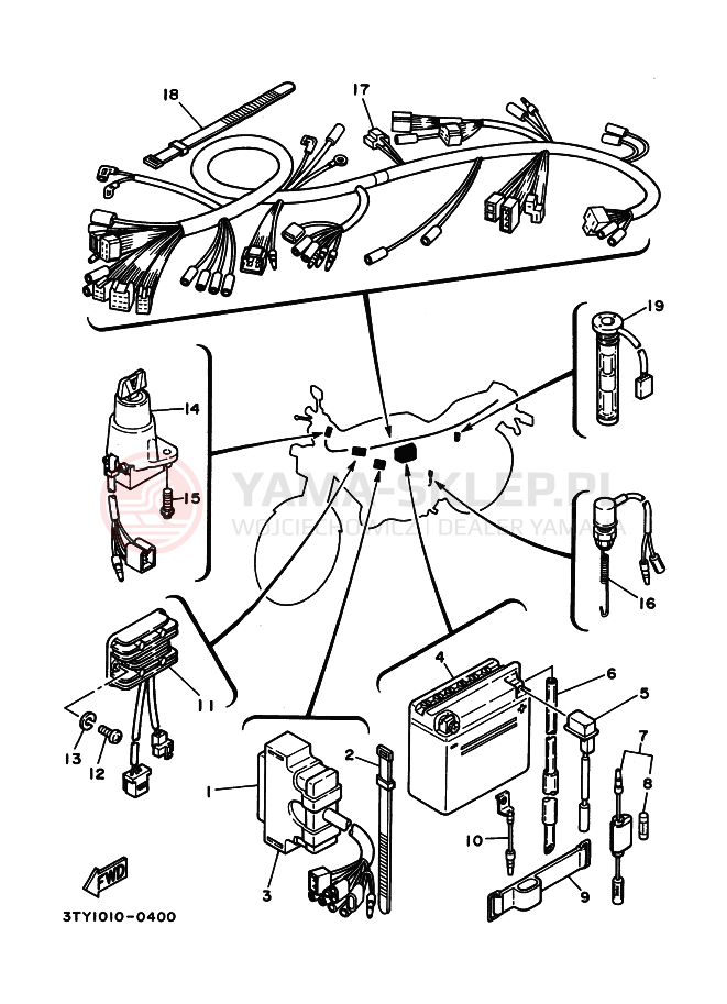 Schemat "układ elektryczny" do Yamaha TZR125