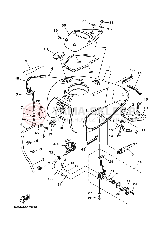 Schemat "zbiornik paliwa" do Yamaha XVS125 DRAGSTAR