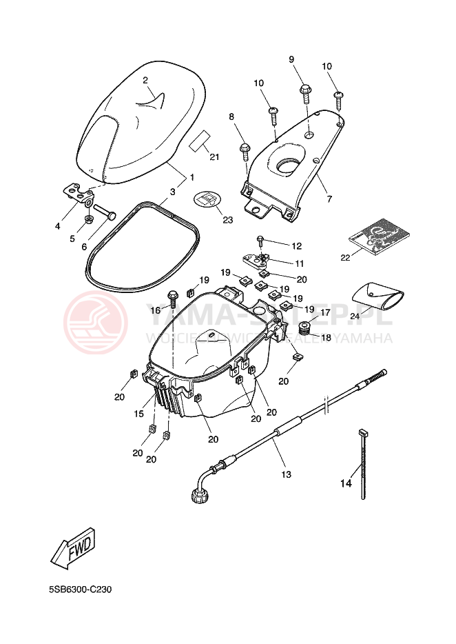 Schemat "Siedzenie - stelaż" do Yamaha AEROX
