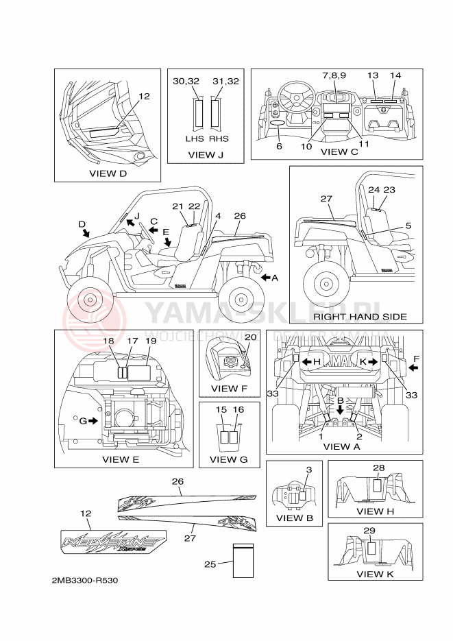 Schemat "naklejki" do Yamaha WOLVERINE R