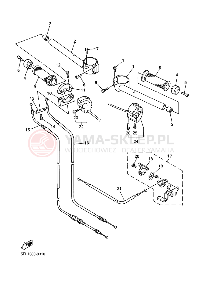 Schemat "Kierownica i osprzęt" do Yamaha YZF-R7 R7