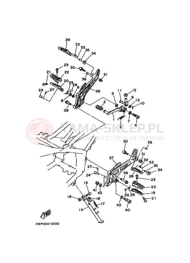 Schemat "Stopka postojowa i podnóżki" do Yamaha SRX250