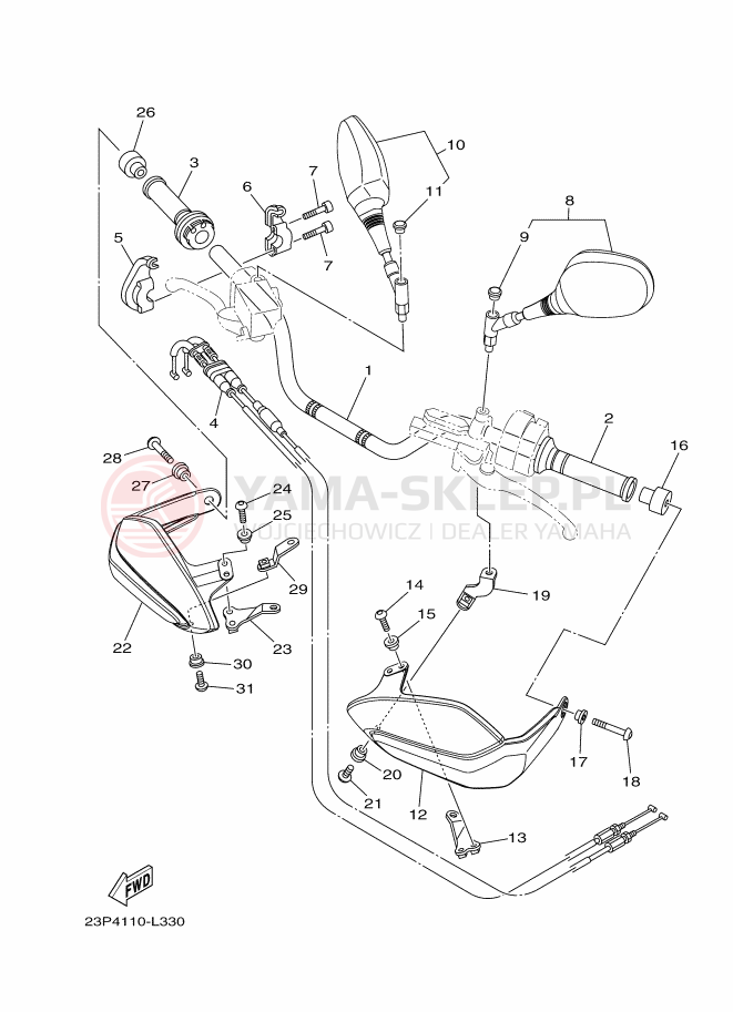 Schemat "Kierownica i osprzęt" do Yamaha XT1200Z