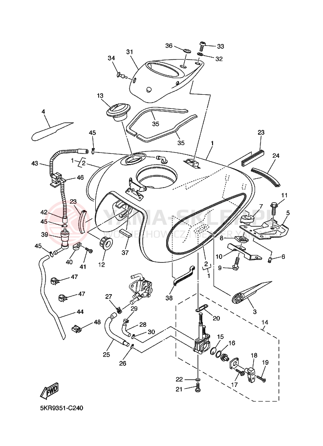 Schemat "zbiornik paliwa" do Yamaha XVS250