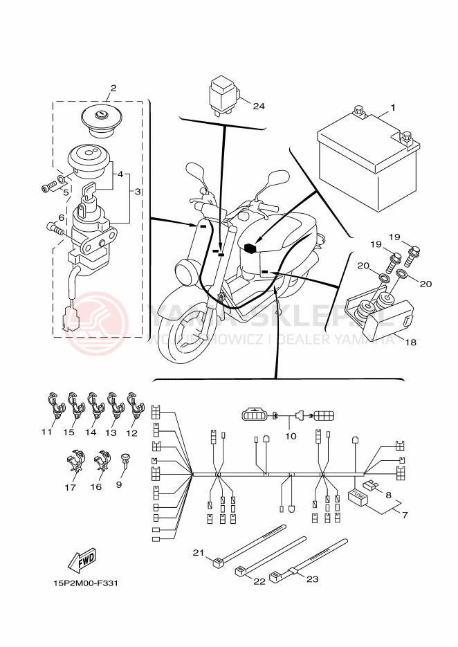 Schemat "układ elektryczny" do Yamaha BOOSTER X