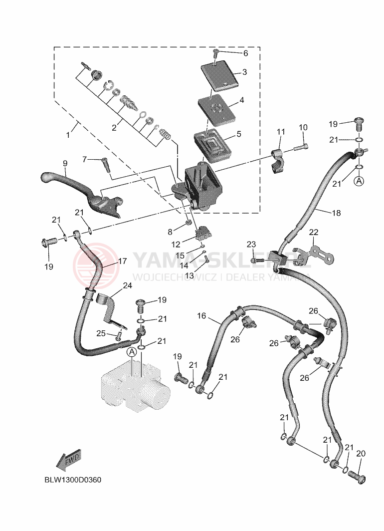 Schemat "Pompa hamulcowa przednia" do Yamaha MT-07 35KW