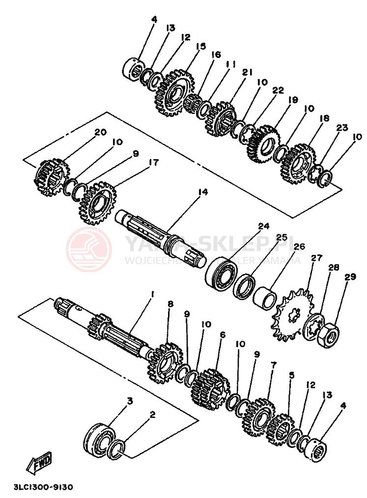 Schemat "Skrzynia biegów " do Yamaha TZ250A