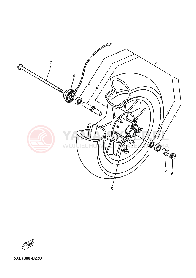 Schemat "Koło przód" do Yamaha MAJESTY 125